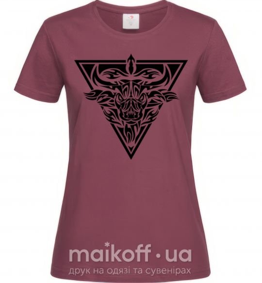 Жіноча футболка Эмблема бык Бордовий фото