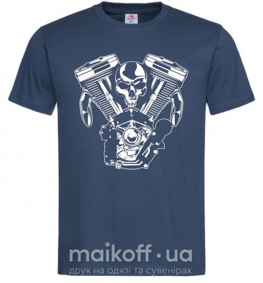 Мужская футболка Skull and motor Темно-синий фото