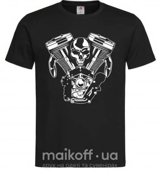 Чоловіча футболка Skull and motor Чорний фото
