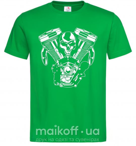 Чоловіча футболка Skull and motor Зелений фото