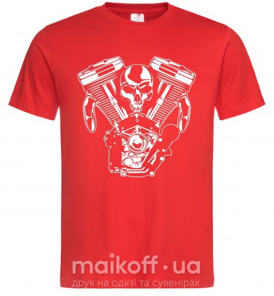 Мужская футболка Skull and motor Красный фото