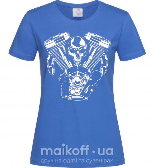 Женская футболка Skull and motor Ярко-синий фото