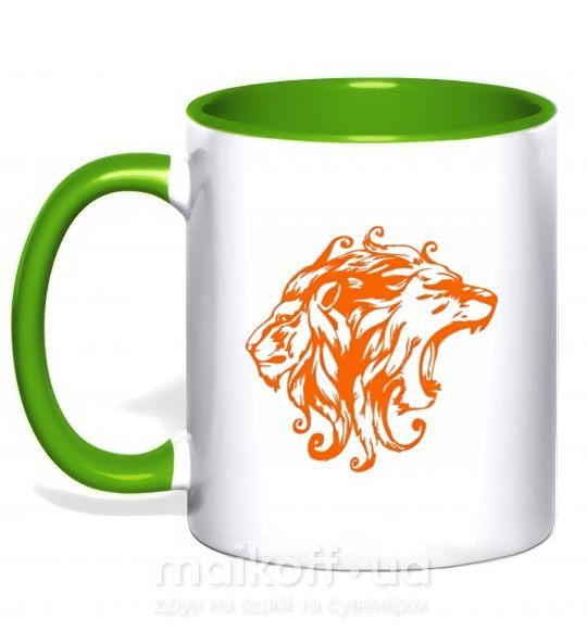 Чашка с цветной ручкой Львы Зеленый фото
