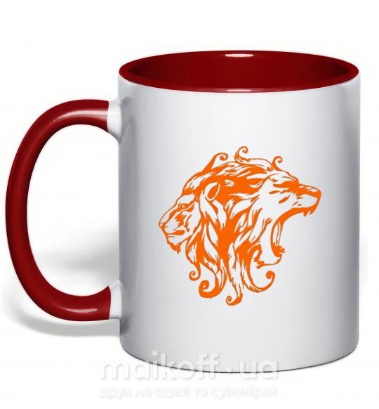 Чашка с цветной ручкой Львы Красный фото