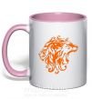 Чашка с цветной ручкой Львы Нежно розовый фото