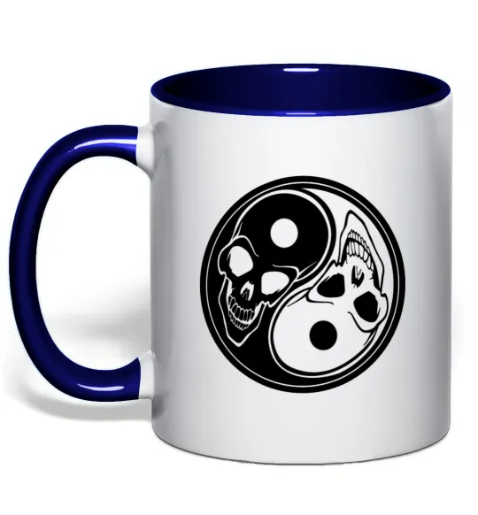 Чашка з кольоровою ручкою Інь Янь Глибокий темно-синій фото