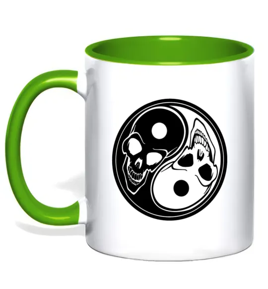 Чашка с цветной ручкой Інь Янь Лаймовый фото