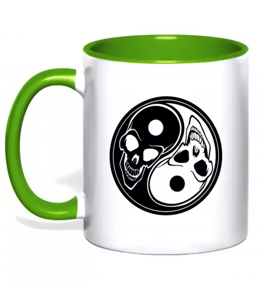 Чашка з кольоровою ручкою Інь Янь Зелений фото