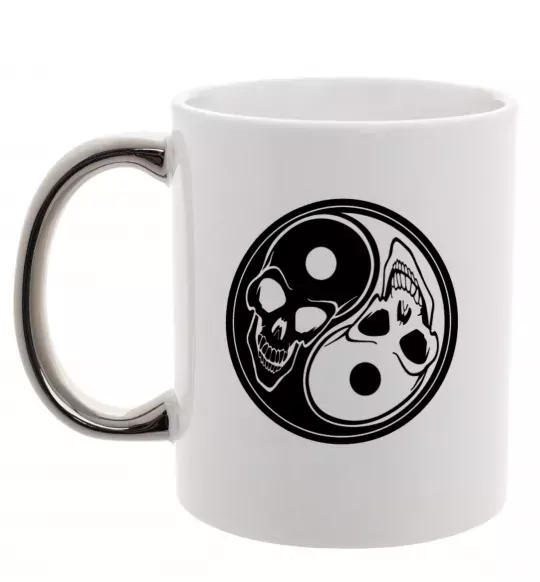 Чашка з кольоровою ручкою Інь Янь Срібло фото