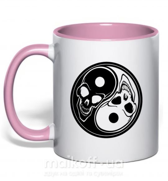 Чашка з кольоровою ручкою Инь Янь Ніжно рожевий фото