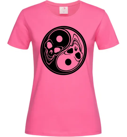 Жіноча футболка Інь Янь Яскраво-рожевий фото