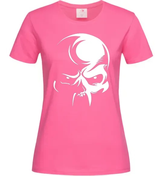 Женская футболка Черепок Ярко-розовый фото