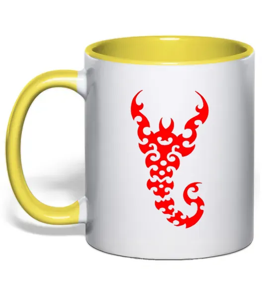 Чашка с цветной ручкой Скорпіон Солнечно желтый фото