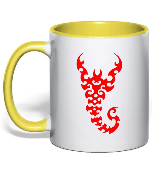 Чашка з кольоровою ручкою Скорпіон Лимонний фото