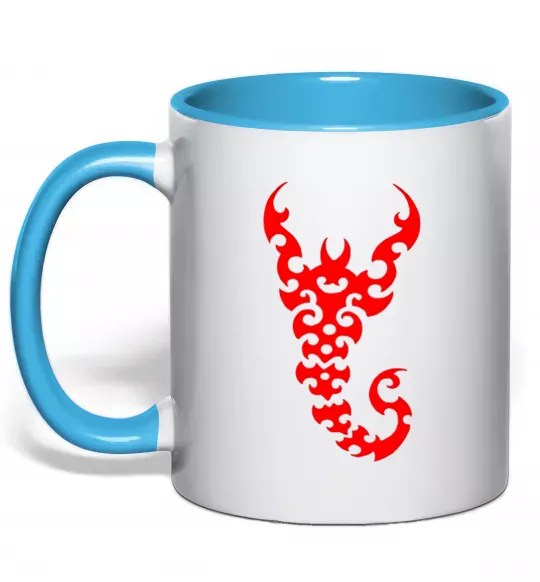 Чашка с цветной ручкой Скорпіон Голубой фото