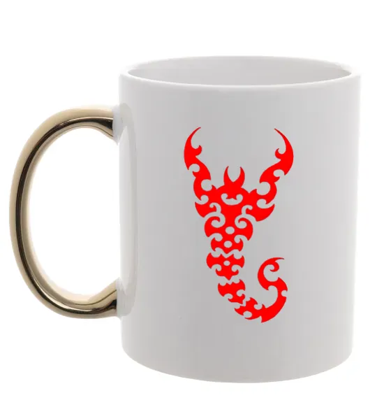 Чашка с цветной ручкой Скорпіон Золото фото