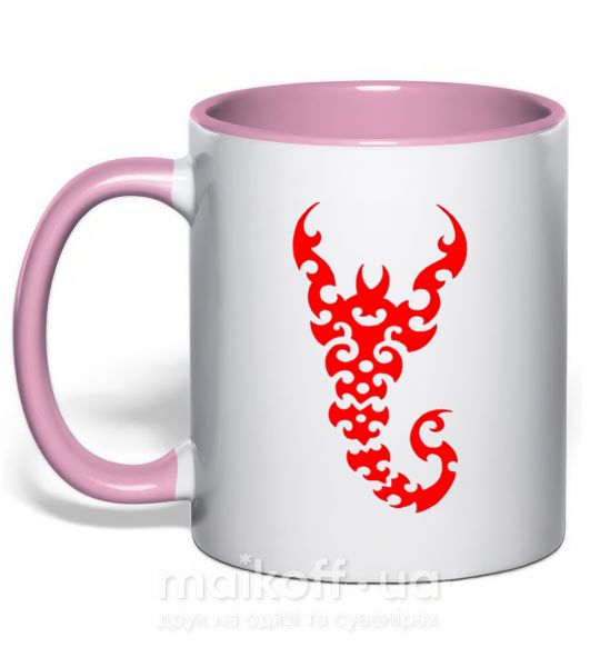 Чашка з кольоровою ручкою Скорпион Ніжно рожевий фото