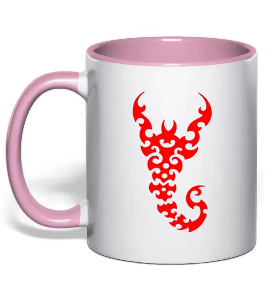 Чашка с цветной ручкой Скорпіон Нежно розовый фото