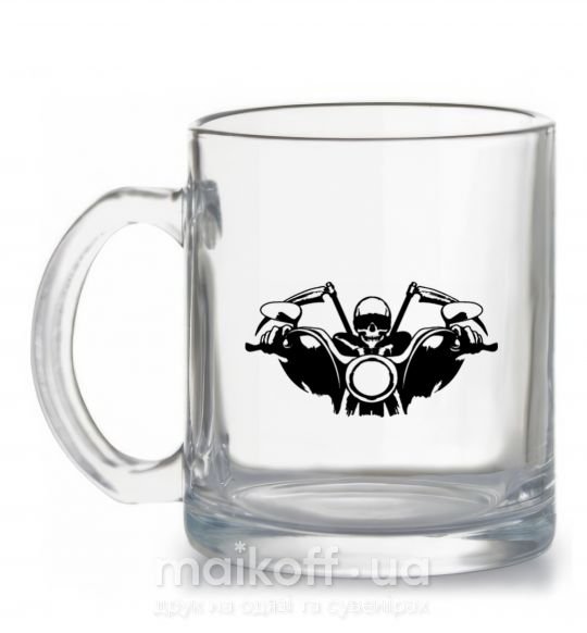 Чашка скляна Biker skeleton Прозорий фото