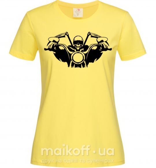 Женская футболка Biker skeleton Лимонный фото