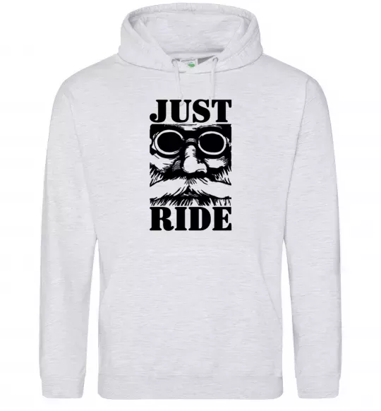 Мужская толстовка (худи) Just ride Серый меланж фото