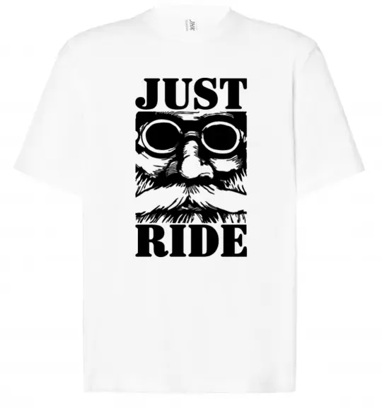 Футболка Оверсайз Just ride Білий фото