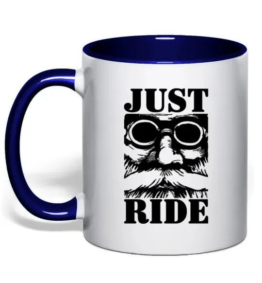 Чашка с цветной ручкой Just ride Глубокий темно-синий фото