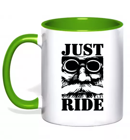 Чашка с цветной ручкой Just ride Зеленый фото