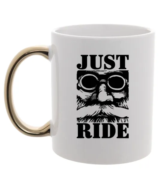 Чашка с цветной ручкой Just ride Золото фото