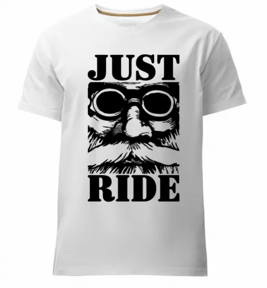 Мужская премиум футболка Just ride Белый фото