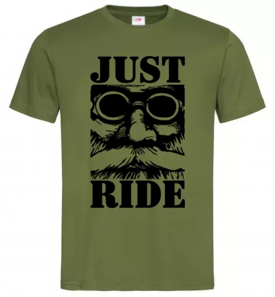 Чоловіча футболка Just ride Оливковий фото