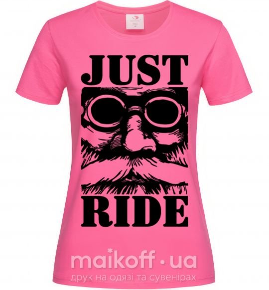 Жіноча футболка Just ride Яскраво-рожевий фото