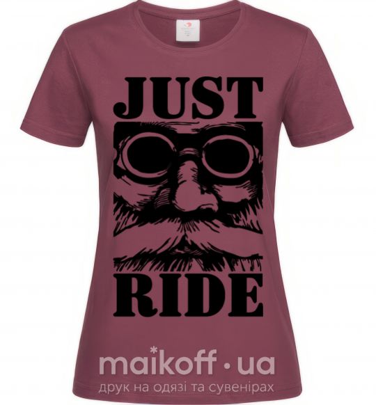 Жіноча футболка Just ride Бордовий фото