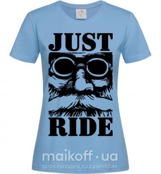 Жіноча футболка Just ride Блакитний фото