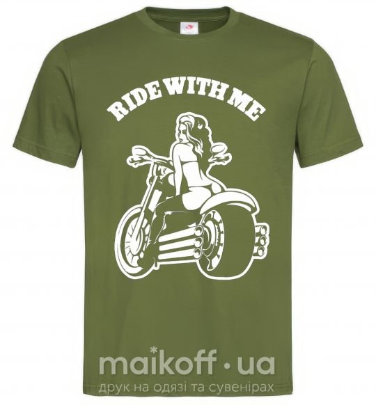 Мужская футболка Ride with me Оливковый фото