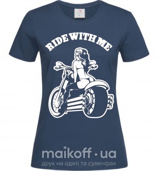 Жіноча футболка Ride with me Темно-синій фото