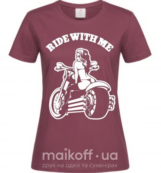 Жіноча футболка Ride with me Бордовий фото