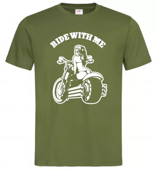 Чоловіча футболка Ride with me Оливковий фото