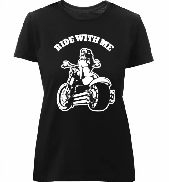 Женская премиум футболка Ride with me Черный фото