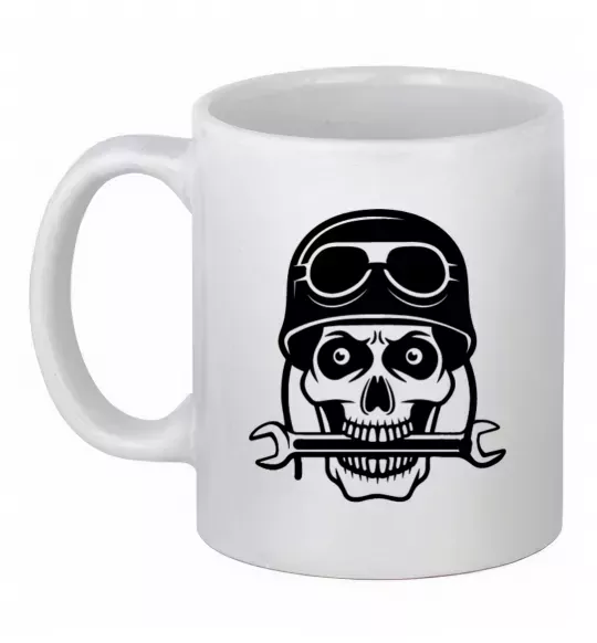 Чашка керамічна Skull in helmet Білий фото