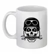 Чашка керамічна Skull in helmet Білий фото