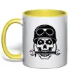 Чашка з кольоровою ручкою Skull in helmet Сонячно жовтий Чашка з кольоровою ручкою Skull in helmet Сонячно жовтий фото
