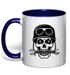 Чашка з кольоровою ручкою Skull in helmet Глибокий темно-синій Чашка з кольоровою ручкою Skull in helmet Глибокий темно-синій фото