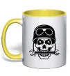 Чашка з кольоровою ручкою Skull in helmet Лимонний Чашка з кольоровою ручкою Skull in helmet Лимонний фото
