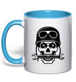 Чашка с цветной ручкой Skull in helmet Чашка с цветной ручкой Skull in helmet