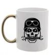 Чашка з кольоровою ручкою Skull in helmet Золото Чашка з кольоровою ручкою Skull in helmet Золото фото