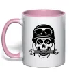 Чашка з кольоровою ручкою Skull in helmet Ніжно рожевий Чашка з кольоровою ручкою Skull in helmet Ніжно рожевий фото