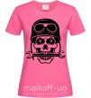 Женская футболка Skull in helmet Ярко-розовый фото