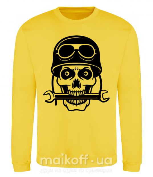 Свитшот Skull in helmet Солнечно желтый фото