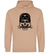 Мужская толстовка (худи) Skull in helmet Песочный фото
